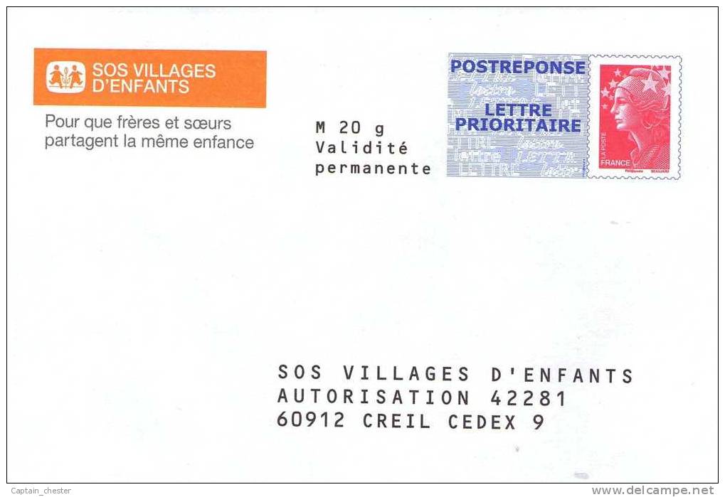POSTREPONSE " SOS Villages D´Enfants "  NEUF ( 09P226 - Repiquage Beaujard ) - Prêts-à-poster: Réponse /Beaujard