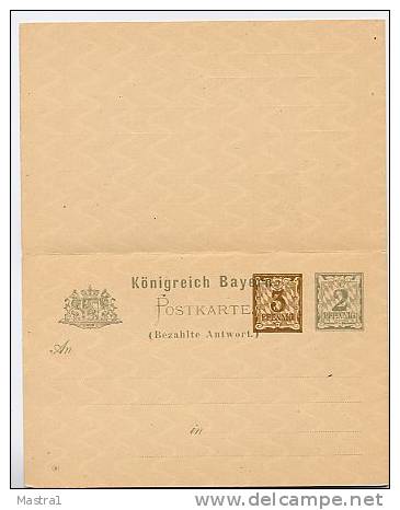 BAYERN P75/01 Antwort-Postkarte 1906 Kat. 12,00 € - Postal  Stationery