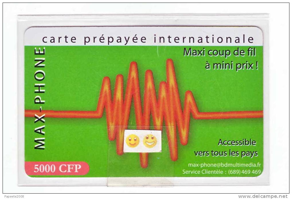 PF / Bdpolynesie - Carte Prépayée MAX PHONE - 5000 FCFP - LUXE - "Rare" - Frans-Polynesië