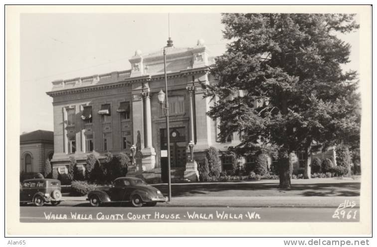 Walla Walla WA Ellis #2961 Court House Auto C1940s Vintage Real Photo Postcard - Other & Unclassified