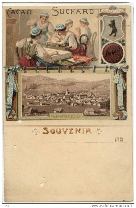 Suchard  Cacao  - Carte  Litho Publicitaire Appenzell Datant De 1895 Env - Voir Scan - Suchard