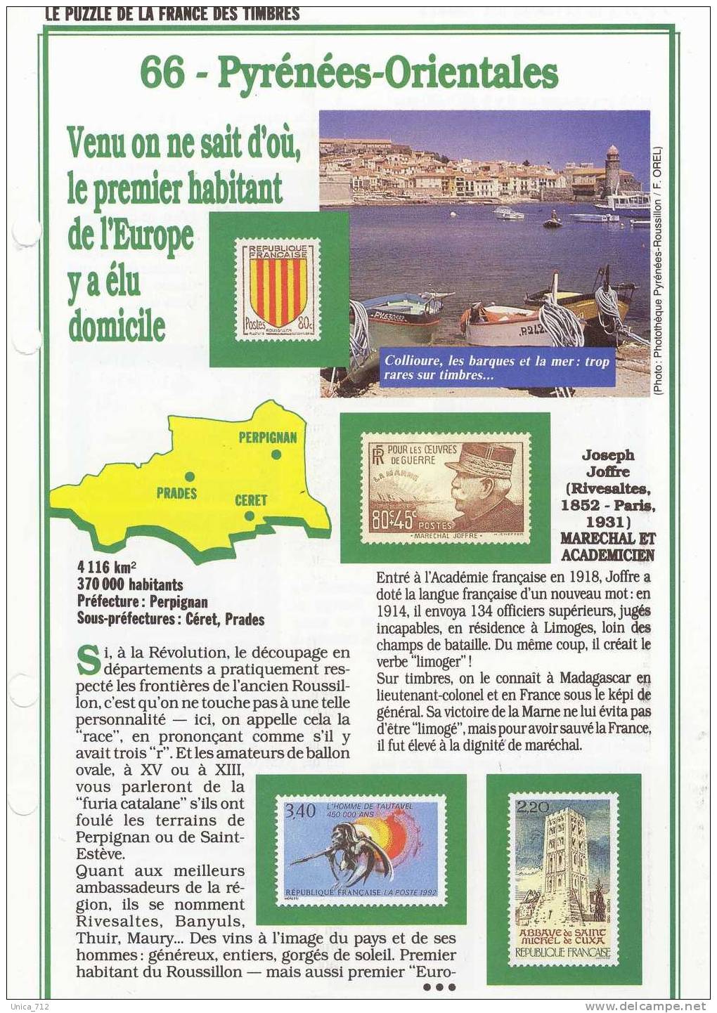 Fiches "Puzzle De La France Des Timbres"   LANGUEDOC-ROUSSILLON   6 Fiches  + 5 Copies  (11-30-34-48-66) - Collections