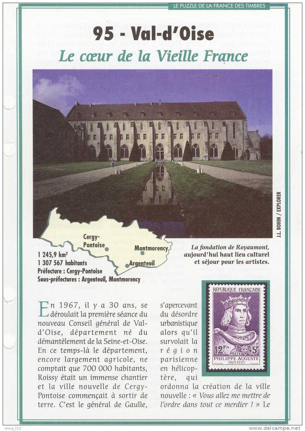 Fiches "Puzzle De La France Des Timbres"   ILE DE FRANCE  16 Fiches  (78-95) - Francesi (dal 1941))