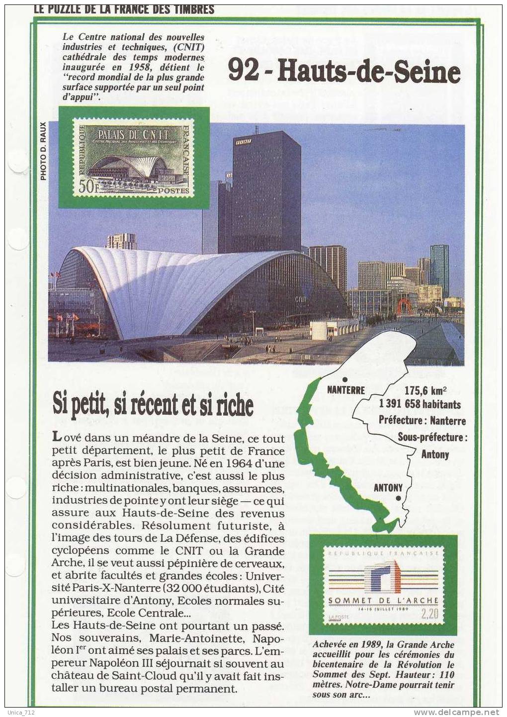 Fiches "Puzzle De La France Des Timbres"   ILE DE FRANCE  9 Fiches + 11 Copies  (77-91-92-93-94) - Französisch (ab 1941)