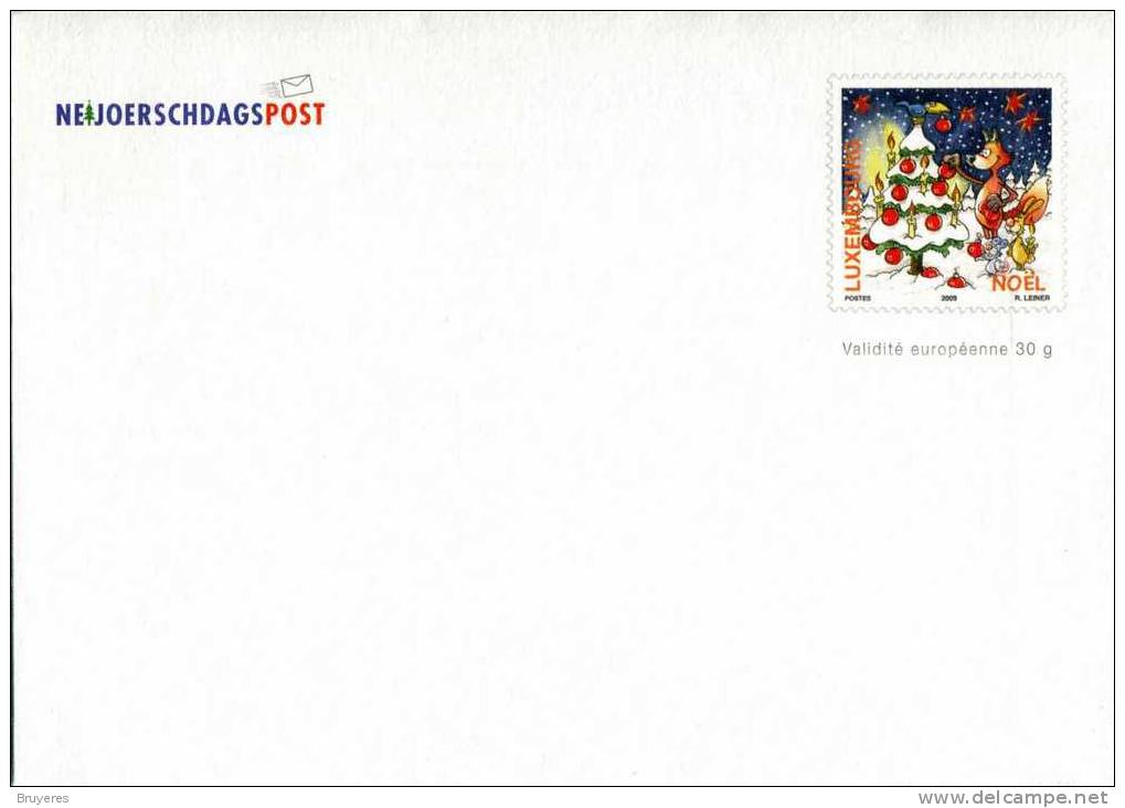 Entier Postal Sur Enveloppe Format 114 X 162 Mm Avec Timbre "Noël 2009" Et Carte De Correspondance Assortie - Postwaardestukken