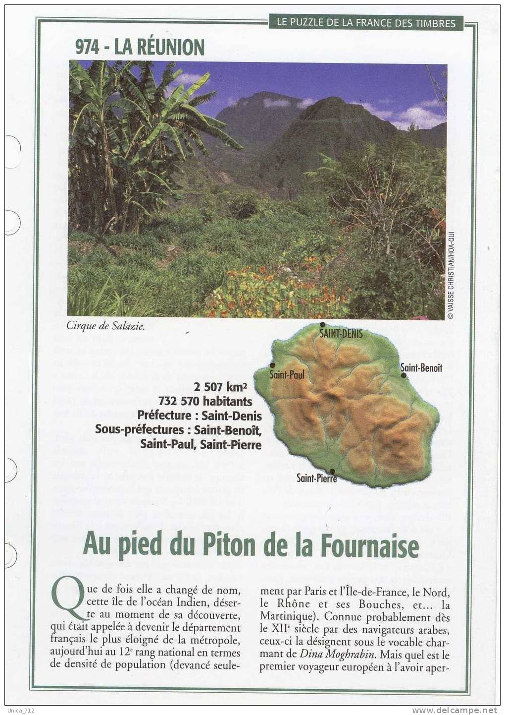 Fiches "Puzzle De La France Des Timbres"   OUTRE-MER  8 Fiches + 9 Copies (Guyane-Guadel-Mart-Réun-St Pierre) - Sammlungen