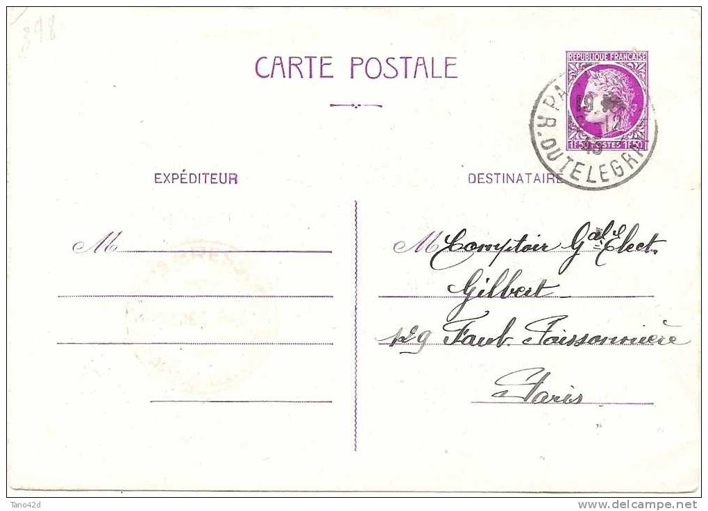 REF PP7 - FRANCE ENTIER POSTAL C. POSTALE TYPE MAZELIN 1f 50 VOYAGEE - Cartes Postales Types Et TSC (avant 1995)