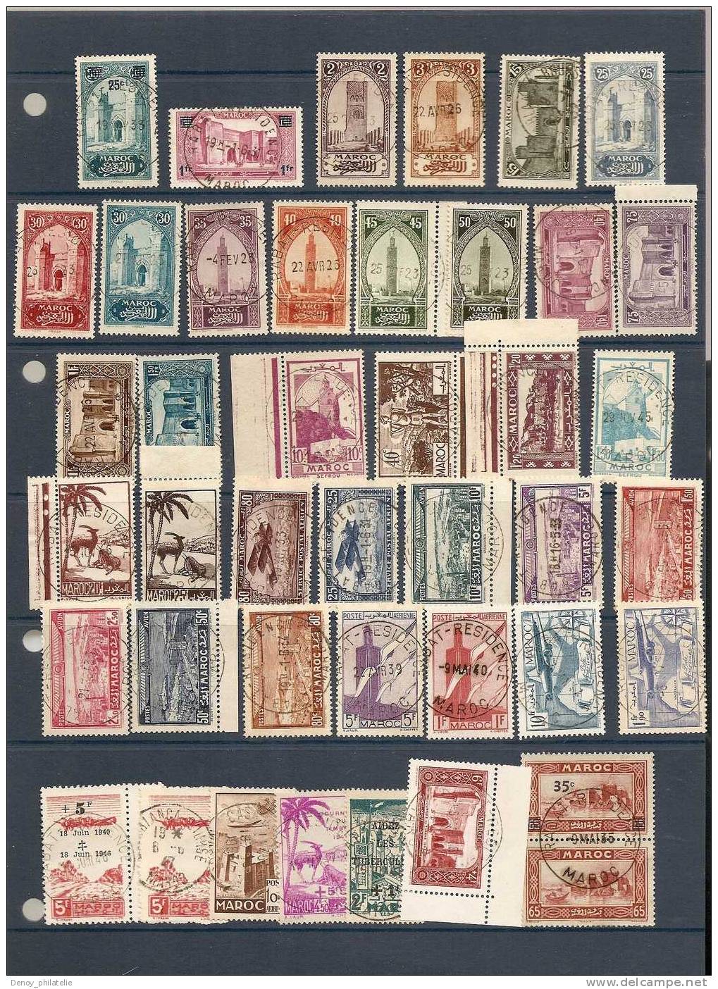 MAROC / LOTS DE 70 TIMBRES OBL CENTRALE PLUS RARE QUE LE TIMBRE - Autres & Non Classés