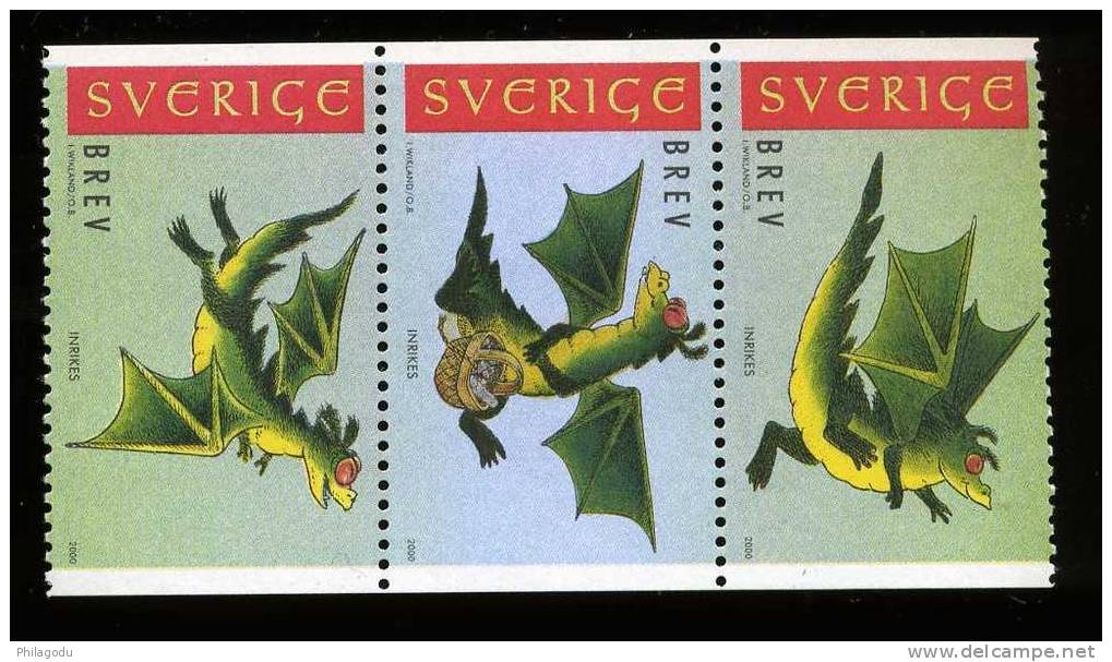 Suède 2000, Chinese New Year Dragon, 10 X Les N° 2136 / 2138** Mint NH  So 30 "BREF" Stamps Internal Letter - Neufs