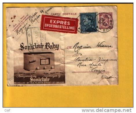 430 Op Publibel 445 Per EXPRES Met Stempel NAMUR Op 15/9/1939, Met Als Aankomst Spoorwegstempel LONZEE - 1936-51 Poortman