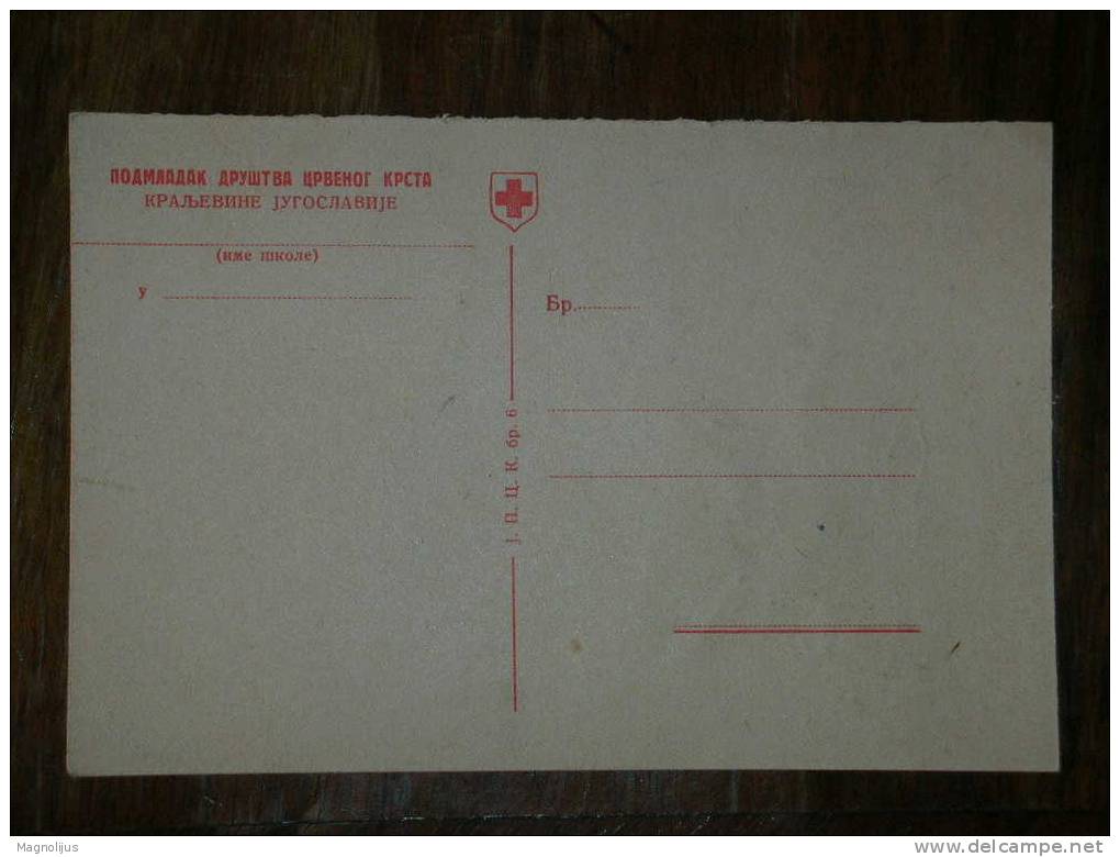 R!,Yugoslavia,Kingdom,Red Cross Youth,Croix Rouge,Poem,Jovan Jovanovic Zmaj,vintage Postcard - Croix-Rouge