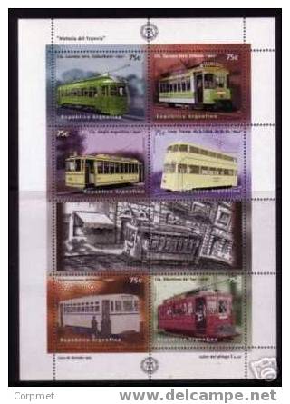 TRANWAYS - ARGENTINA 1997 TRANWAY STORY Complete SHEET MINT (NH) - Tranvías