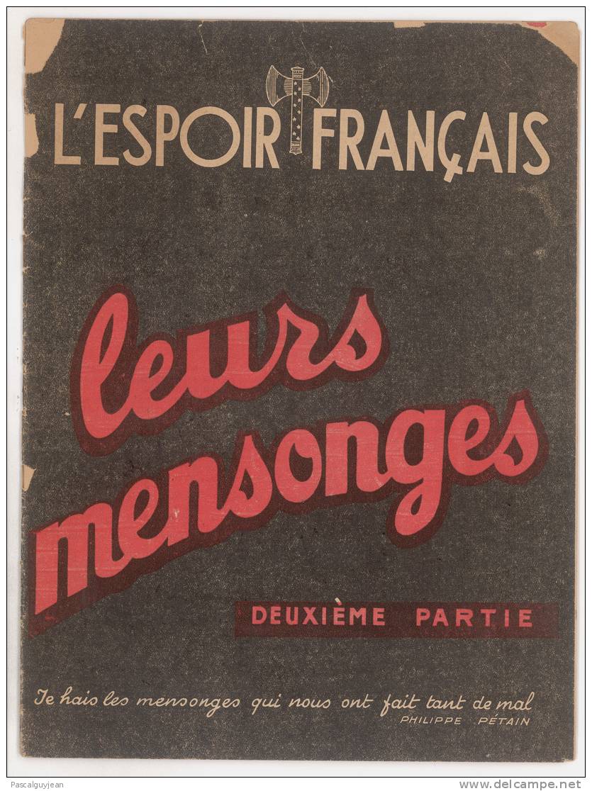 L'ESPOIR FRANCAIS - LEURS MENSONGES - PETAIN - Französisch