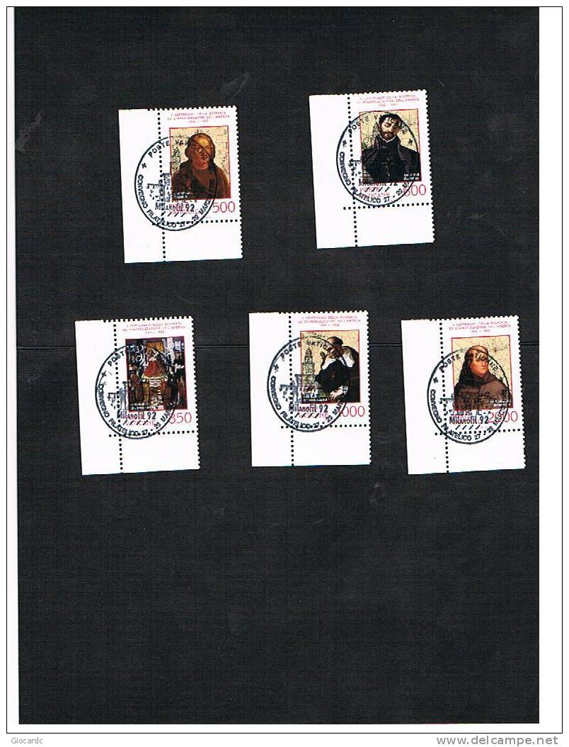 VATICANO - VATICAN . CAT.UNIF .929.933  - 1992 5^ CENTENARIO SCOPERTA E EVANGELIZZAZIONE DELL'AMERICA -  USATI (°) - Used Stamps