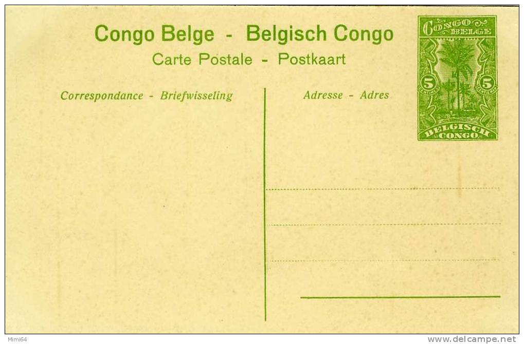 CONGO BELGE.  BELGISCH CONGO.  BOMA  LE DIMANCHE (  ENTIER POSTAL 5C VERT TIMBRE POSTE IMPRIME ) - Belgisch-Congo