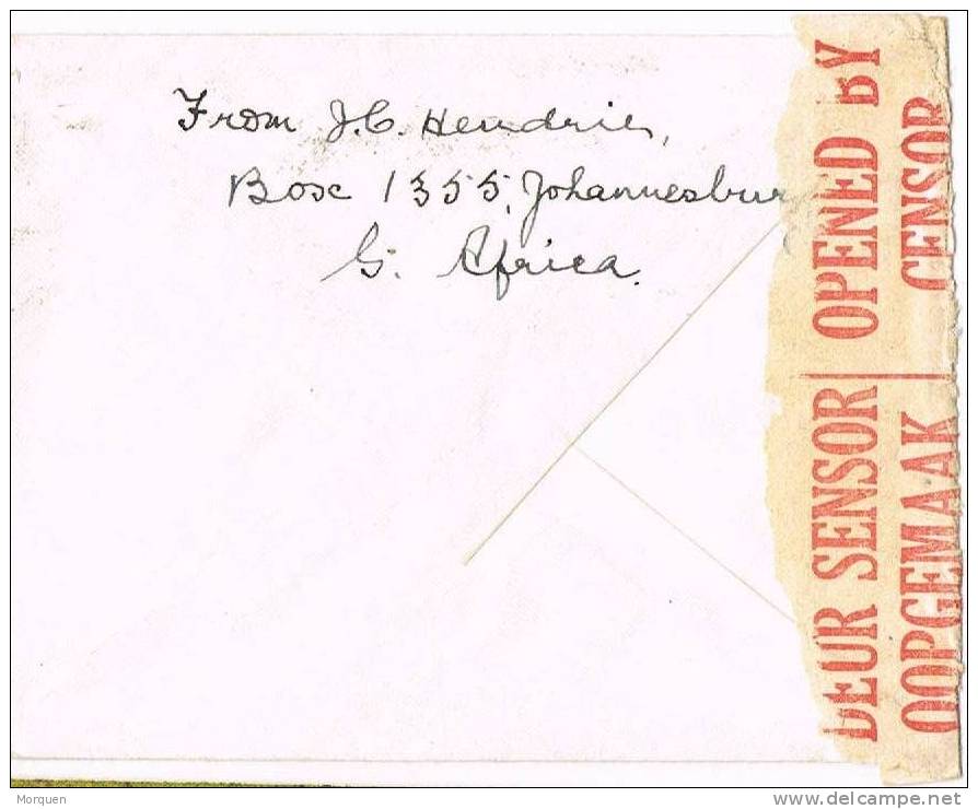 2197. Carta DURBAN (South Africa) 1941. Censor. Censura - Briefe U. Dokumente