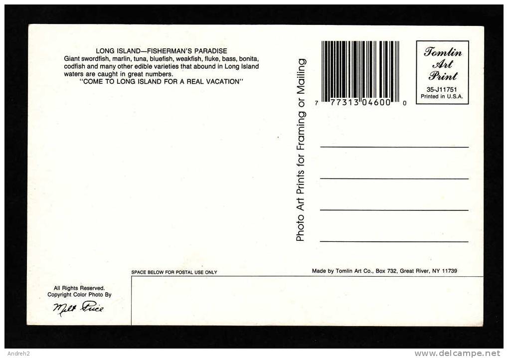 LONG ISLAND - FISHERMAN´S PARADISE - WE CATCH´EM BIG ON LONG ISLAND - FISH - Poissons Et Crustacés