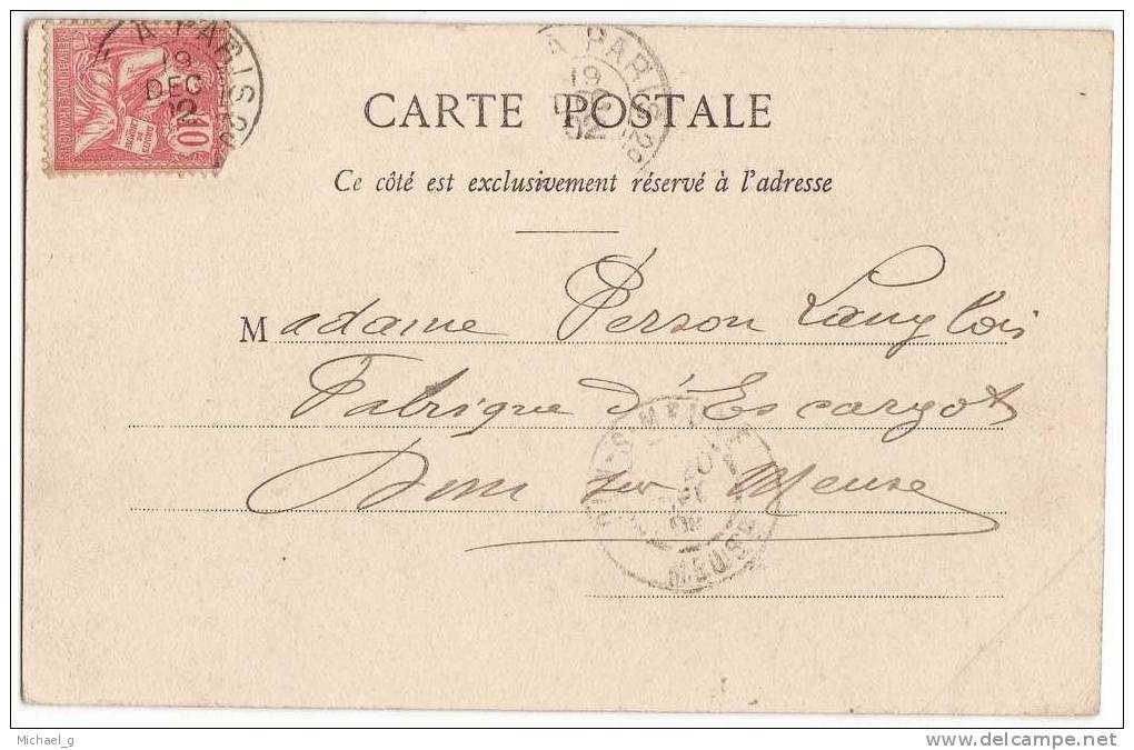 Carte Adressée à Mme Person Langlois, Fabrique D´escargots DUN-sur-Meuse  - Charleville Grand Hotel Du Lion D´Argent - Dun Sur Meuse