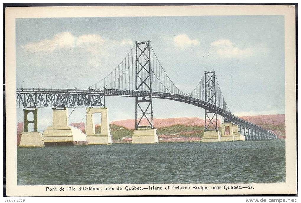 Québec Pont De L´île D´Orléans Photogelatine - Beau Cachet Postal Ste-Anne-de-Beaupré 1 Juillet 1948 - Montmorency Falls