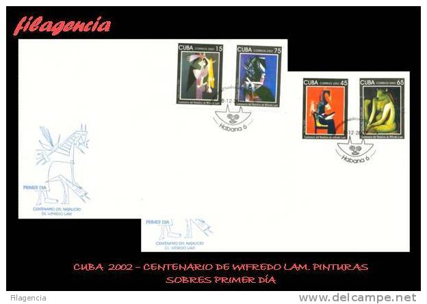 AMERICA. CUBA SPD-FDC. 2002 CENTENARIO DEL PINTOR CUBANO WIFREDO LAM. PINTURAS - FDC