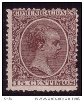 Edifil 219(*) 1899 Alfonso XIII Pelón 15 Cts Castaño - Unused Stamps