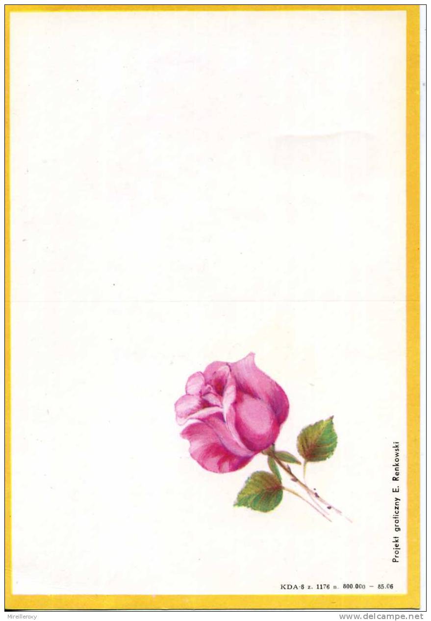 FLEUR / ROSE / TELEGRAMME /TELEGRAM / POLOGNE /POLSKA - Rose