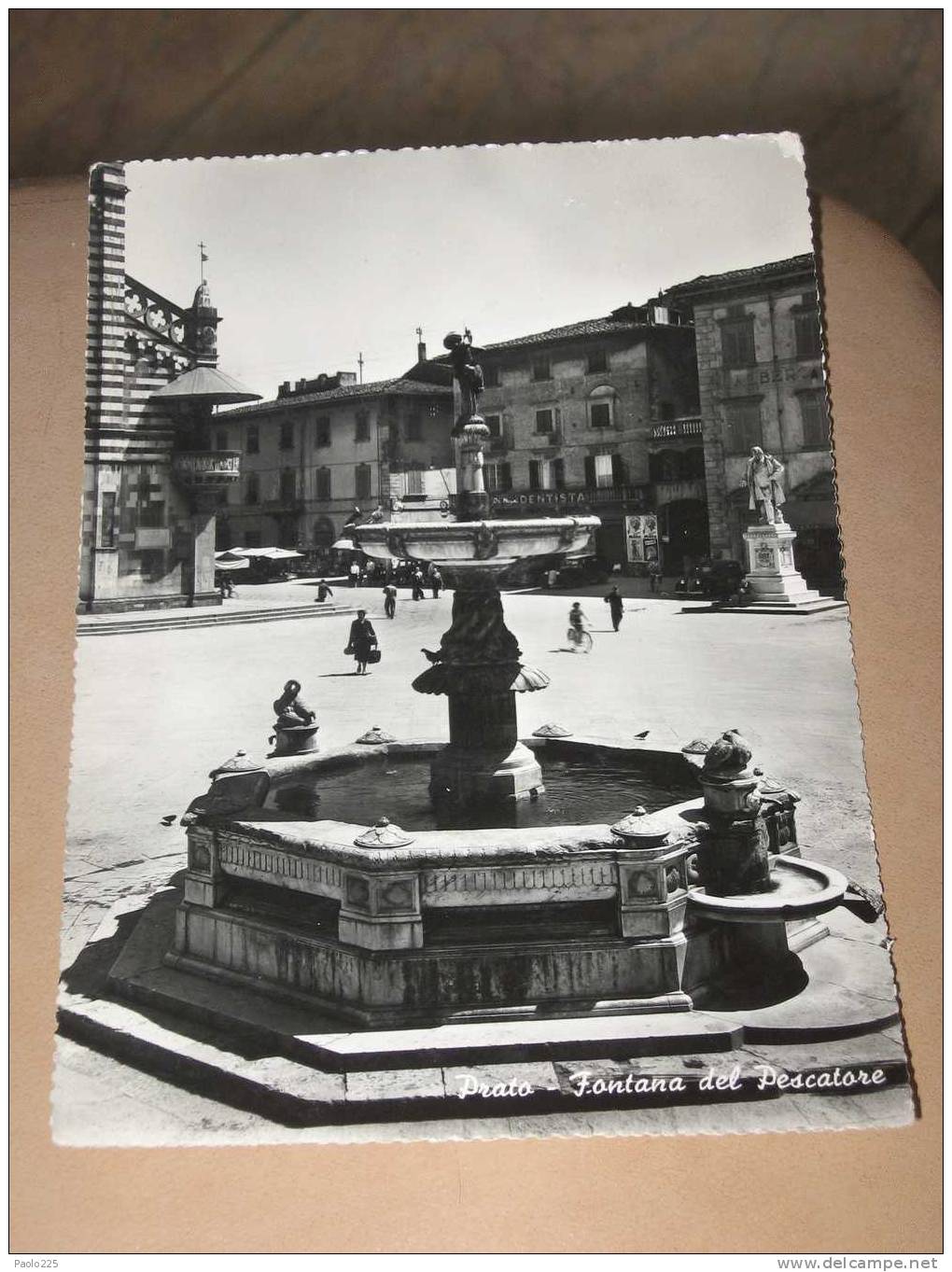 PRATO 1953 FONTANA DEL PESCATORE MOVIMENTATA BN VG ....ENTRATE! - Prato