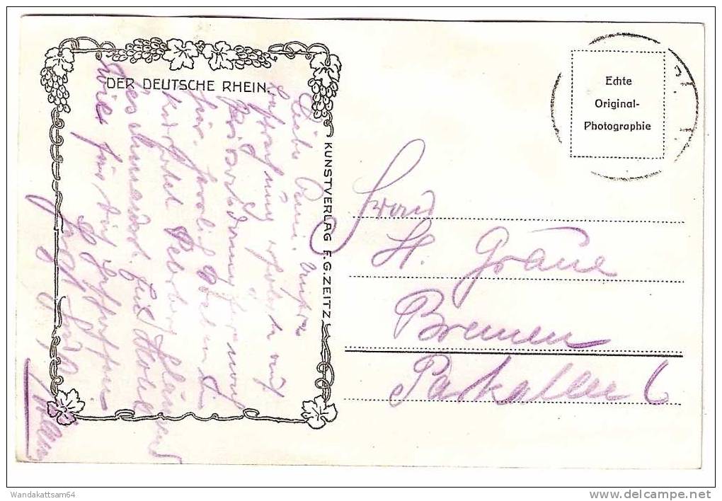 AK 1079 Königswinter M Drachenfels Dampfer DER DEUTSCHE RHEIN Briefmarke Entfernt Nach Bremen Phot. FG Zeitz - Koenigswinter