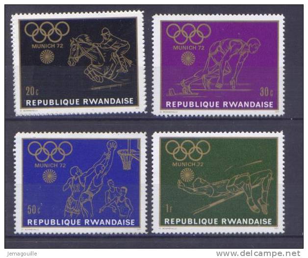 RWANDA - République Rwandaise - MUNICH 1972 - Lot De 4 Timbres - - Other & Unclassified