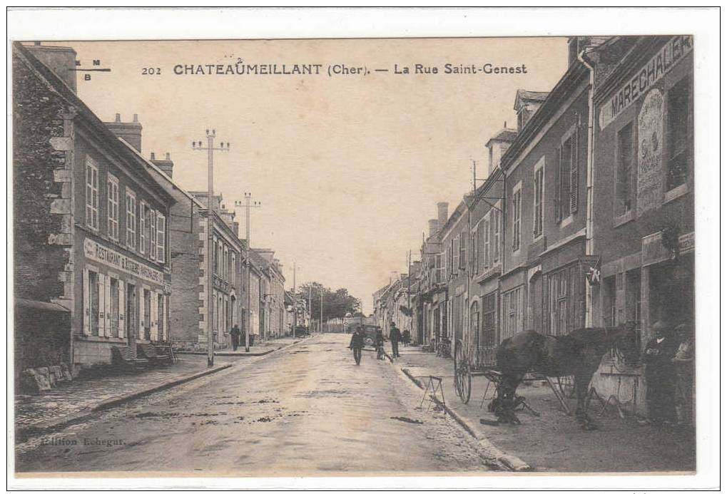 Cpa  Chateaumeillant   La Rue St Genest - Châteaumeillant