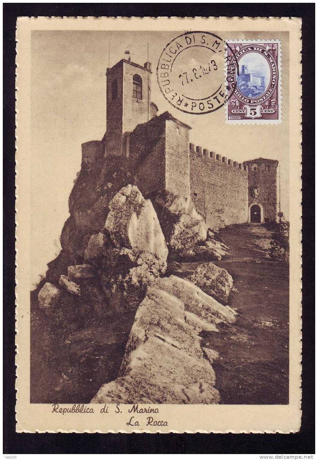 Architecture Monuments San Marino "LA ROCCA" 19?3 Maxicard,carte Maximum, SAN MARINO. - FDC