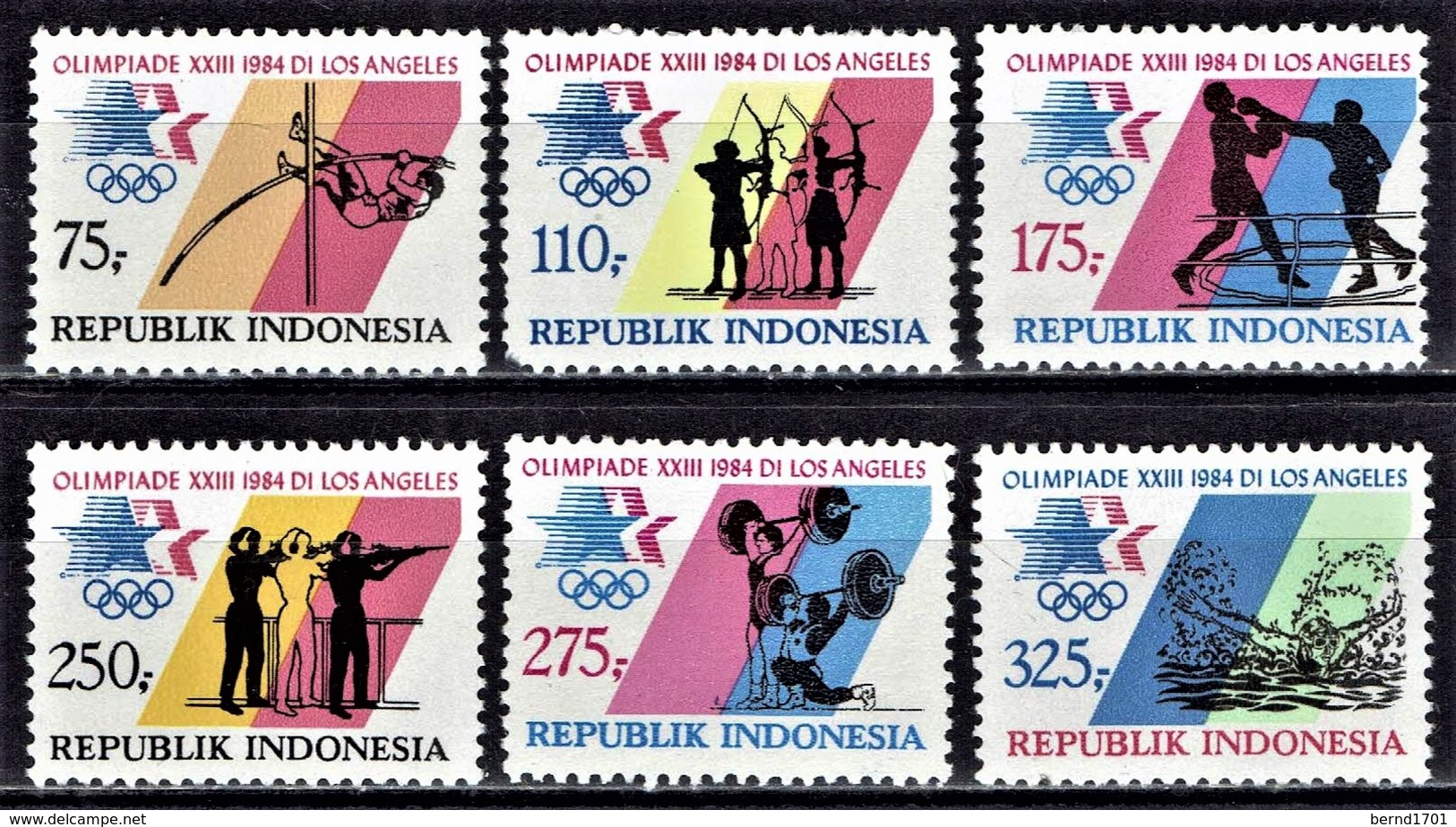 Indonesien / Indonesia - Mi-Nr 1140/1145 Postfrisch / MNH ** (A201) - Verano 1984: Los Angeles
