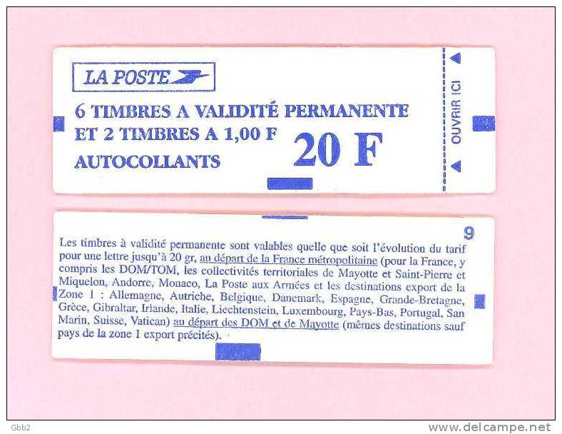 CARNET 1507 Marianne De Briat "6 TIMBRES A VALIDITE PERMANENTE" Fermé Adhésifs. A Saisir. - Autres & Non Classés