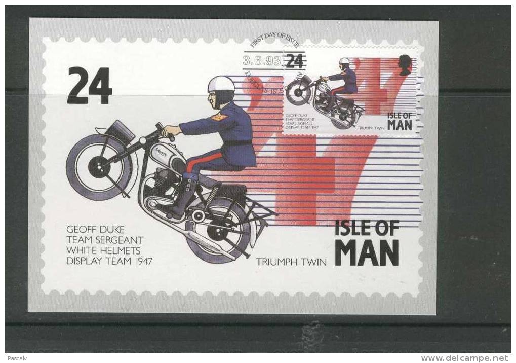 Ile De Man Carte Maximum Avec Timbre Triumph - Motorfietsen