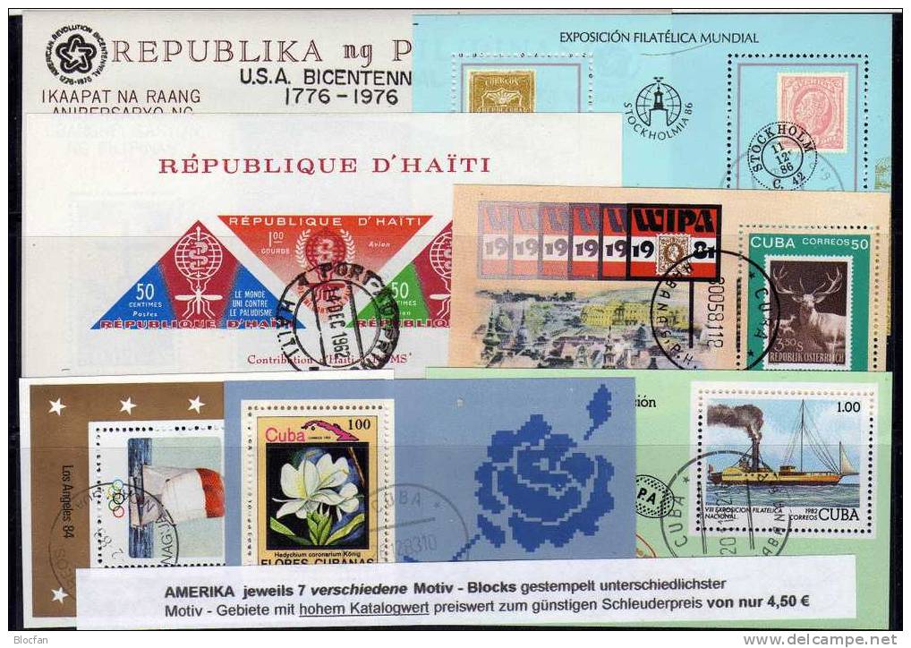 7 Motiv-Blocks Und Kleinbogen Günstig Amerika O 20€ Hojita Philatelic M/s Fauna Bloc Topic Sheet Bf Cuba Nicaragua Haiti - Hojas Y Bloques