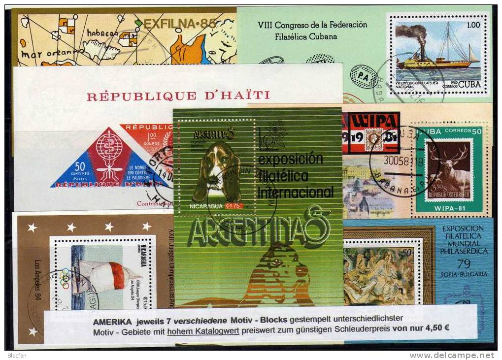 7 Motiv-Blocks Und Kleinbogen Günstig Amerika O 20€ Hojita Philatelic M/s Fauna Bloc Topic Sheet Bf Cuba Nicaragua Haiti - Blocs-feuillets