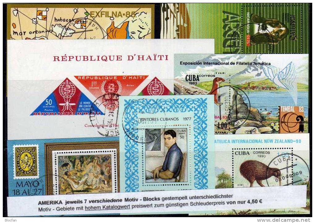 Günstig 7 Motiv-Blocks Und Kleinbogen Amerika O 20€ Blocchi Fauna M/s Sport Bloc Topic Sheet Bf Cuba Haiti Nicaragua - Collections, Lots & Séries