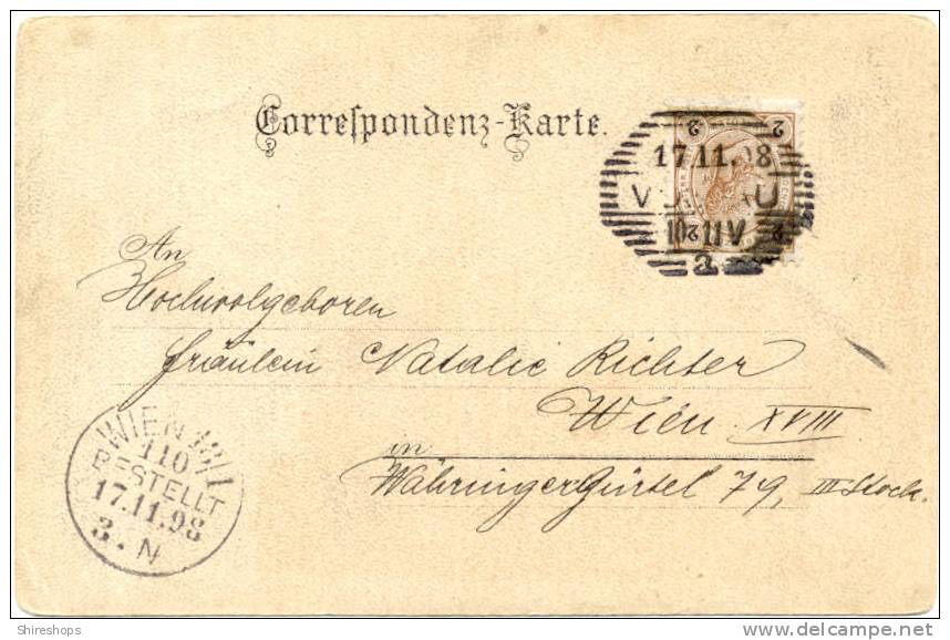 GRUSS AUS BADEN BEI WIEN AM HAUPTPLATZ 1898 - Used Stamps