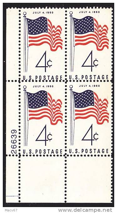 U.S. 1153 X 4  **  AMERICAN FLAG - Unused Stamps