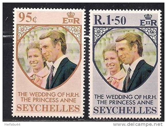 Seychelles   Princess Anne 's Wedding  Set   SC# 311-12 MNH** - Seychelles (1976-...)