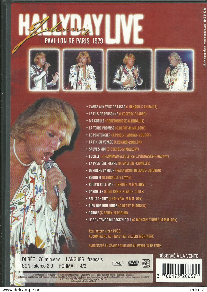 - DVD JOHNNY HALLIDAY LIVE PAVILLON DE PARIS 1979 (D3) - Concert Et Musique