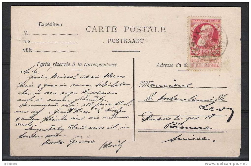 N°74 BRUX. Départ  Vers Suisse 18/ X /1906 ( Sur Belle Carte MANNEKEN PIS ) - Beroemde Personen