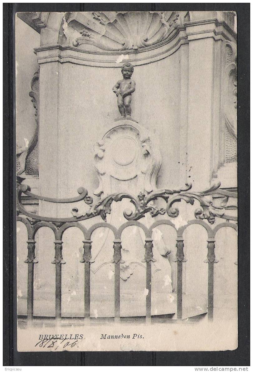 N°74 BRUX. Départ  Vers Suisse 18/ X /1906 ( Sur Belle Carte MANNEKEN PIS ) - Berühmte Personen