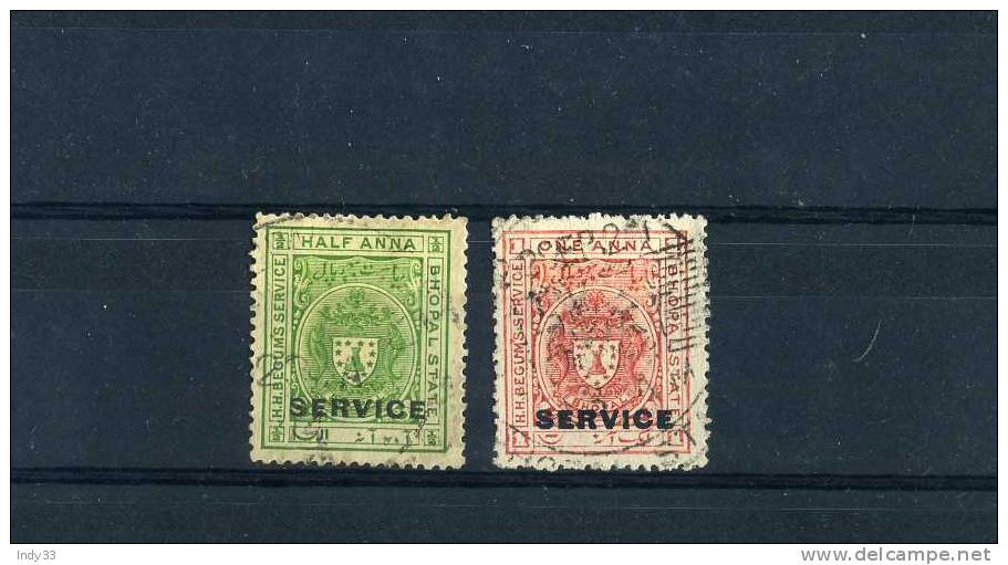 - INDE . TIMBRES DE SERVICE DE BHOPAL 1908 . OBLITERES - Bhopal