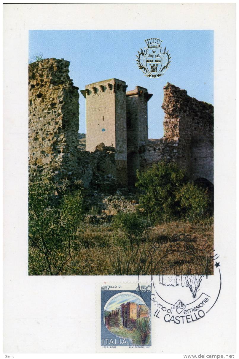 ITALIA MAXIMUM MAXIMA SARDEGNA CASTELLO DI BOSA (SS) 1980 SASSONE 1521 PERFETTA - Cartes-Maximum (CM)