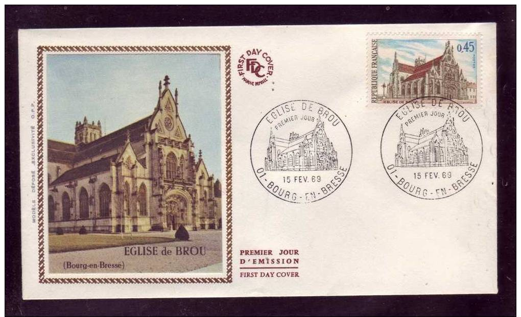 *** EGLISE ( CHURCH - KIRCHE ) DE BROU à Bourg-en-Bresse *** Yvrt N°1582  FDC FRANCE 1969 - Kirchen U. Kathedralen