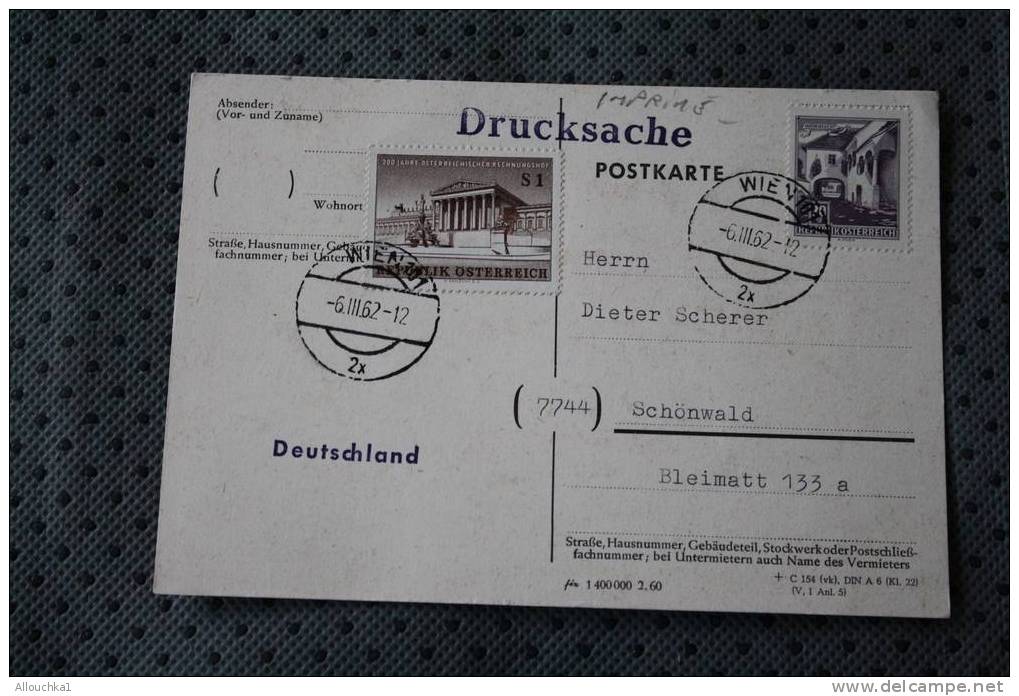 IMPRIME MARCOPHILIE DRUCKSACHE  AUTRICHE  POUR ALLEMAGNE DEUTSCHLAND - Lettres & Documents