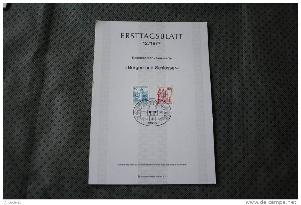 ERTTAGSBLATT 12-1977  BONNMARCOPHILIE DRUCKSACHE  ALLEMAGNE  DEUSCHE BUNDESPOST  DEUTSCHLAND - Sonstige & Ohne Zuordnung