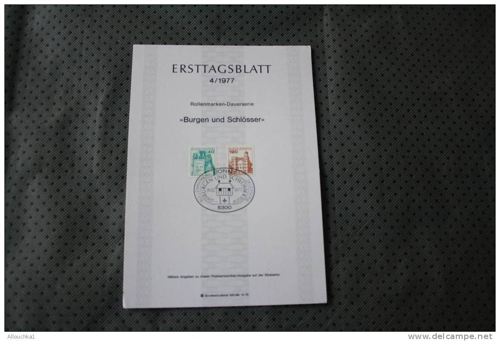 ERTTAGSBLATT 4-1977  BONNMARCOPHILIE DRUCKSACHE  ALLEMAGNE  DEUSCHE BUNDESPOST  DEUTSCHLAND - Sonstige & Ohne Zuordnung