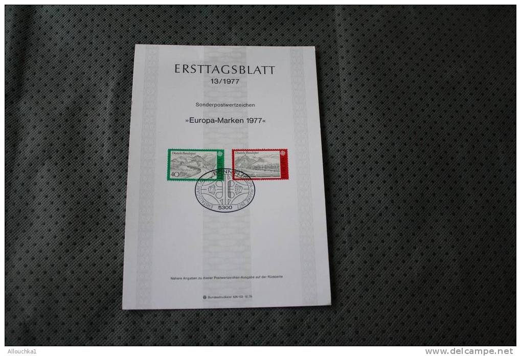 ERTTAGSBLATT 13 -1977  BONNMARCOPHILIE DRUCKSACHE  ALLEMAGNE  DEUSCHE BUNDESPOST  DEUTSCHLAND - Sonstige & Ohne Zuordnung